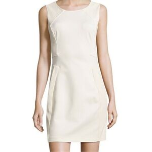 Halston Heritage Cream Leather Body Con Dress